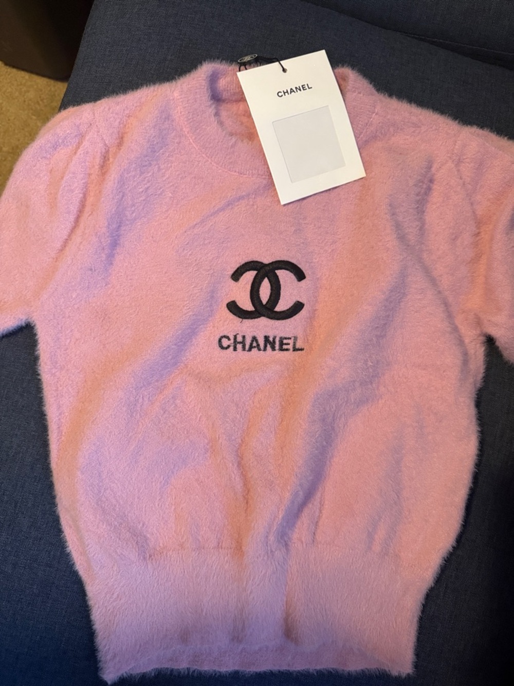 Pink Fuzzy Logo Crewneck Sweater inspired not authentic